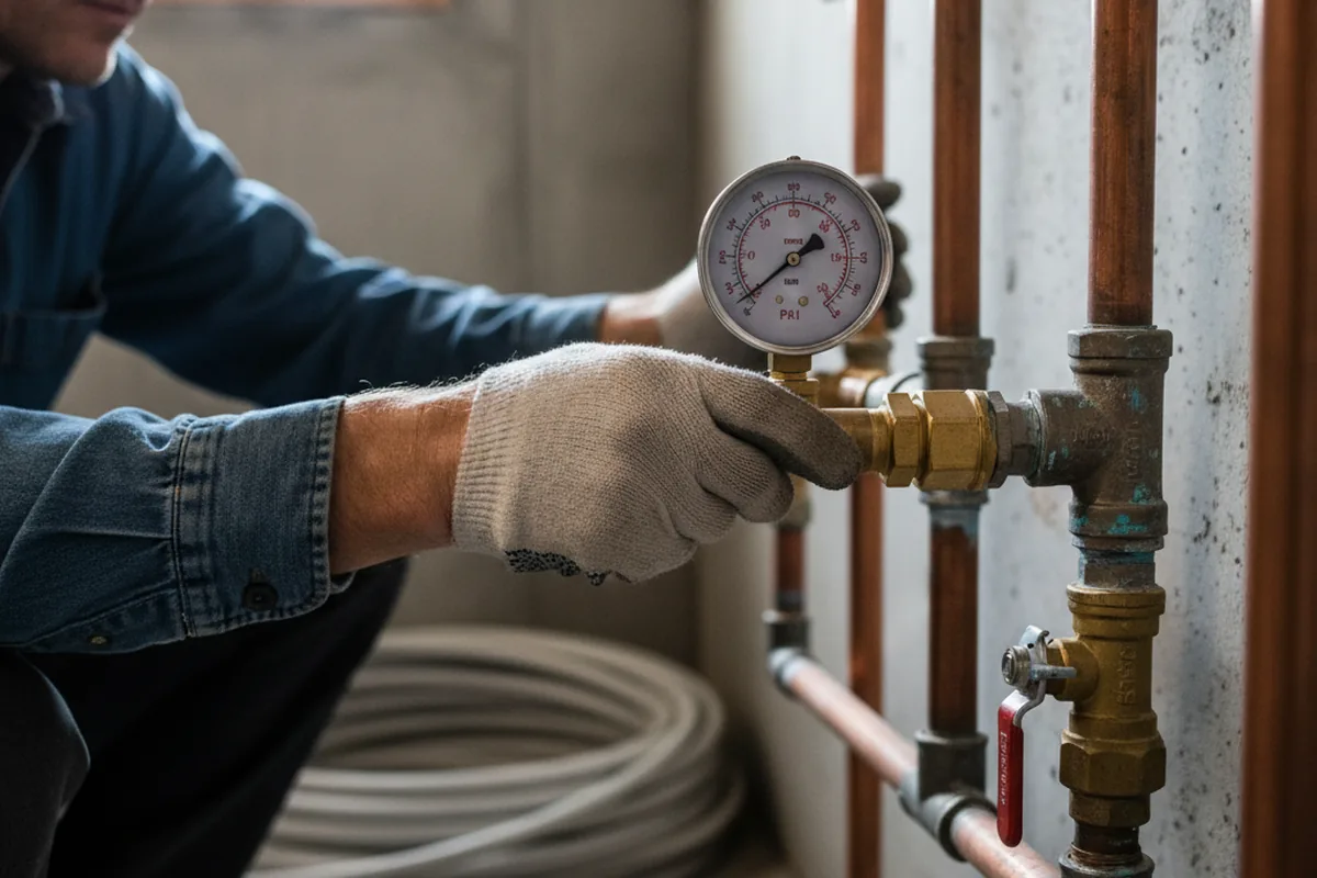 Pressure testing a repaired line during Water Line Repair in Leiters Ford